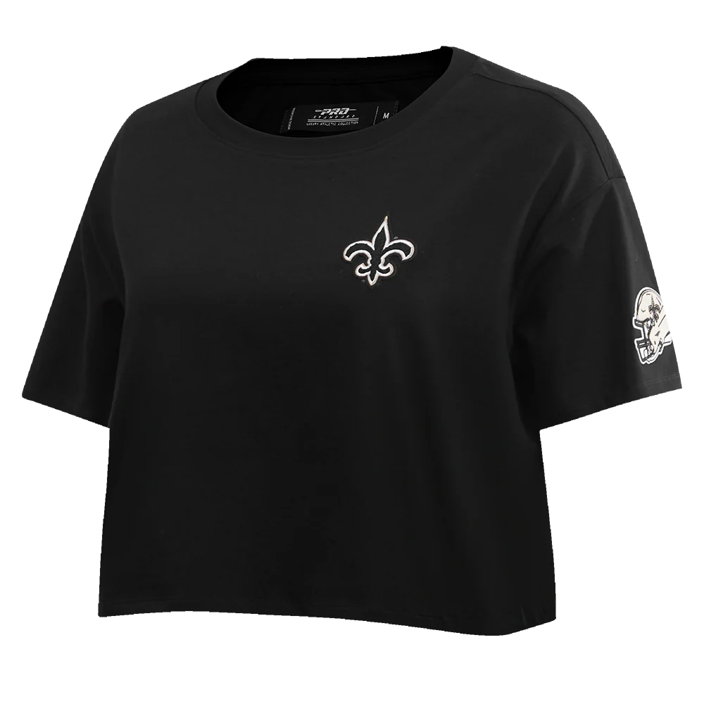 NFL NEW ORLEANS SAINTS CLASSIC WOMEN'S SINGLE JERSEY BOXY TEE (BLACK) - Image 2