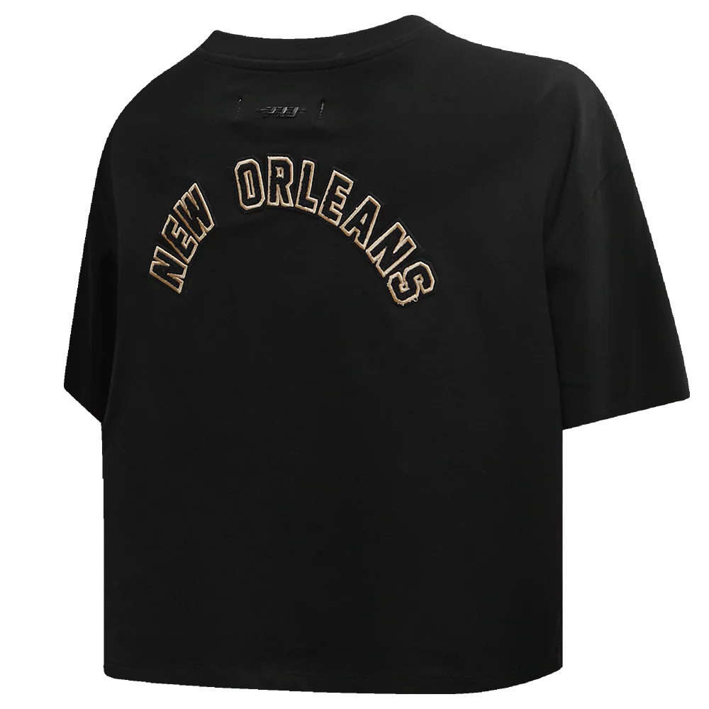 NFL NEW ORLEANS SAINTS CLASSIC WOMEN'S SINGLE JERSEY BOXY TEE (BLACK) - Image 3