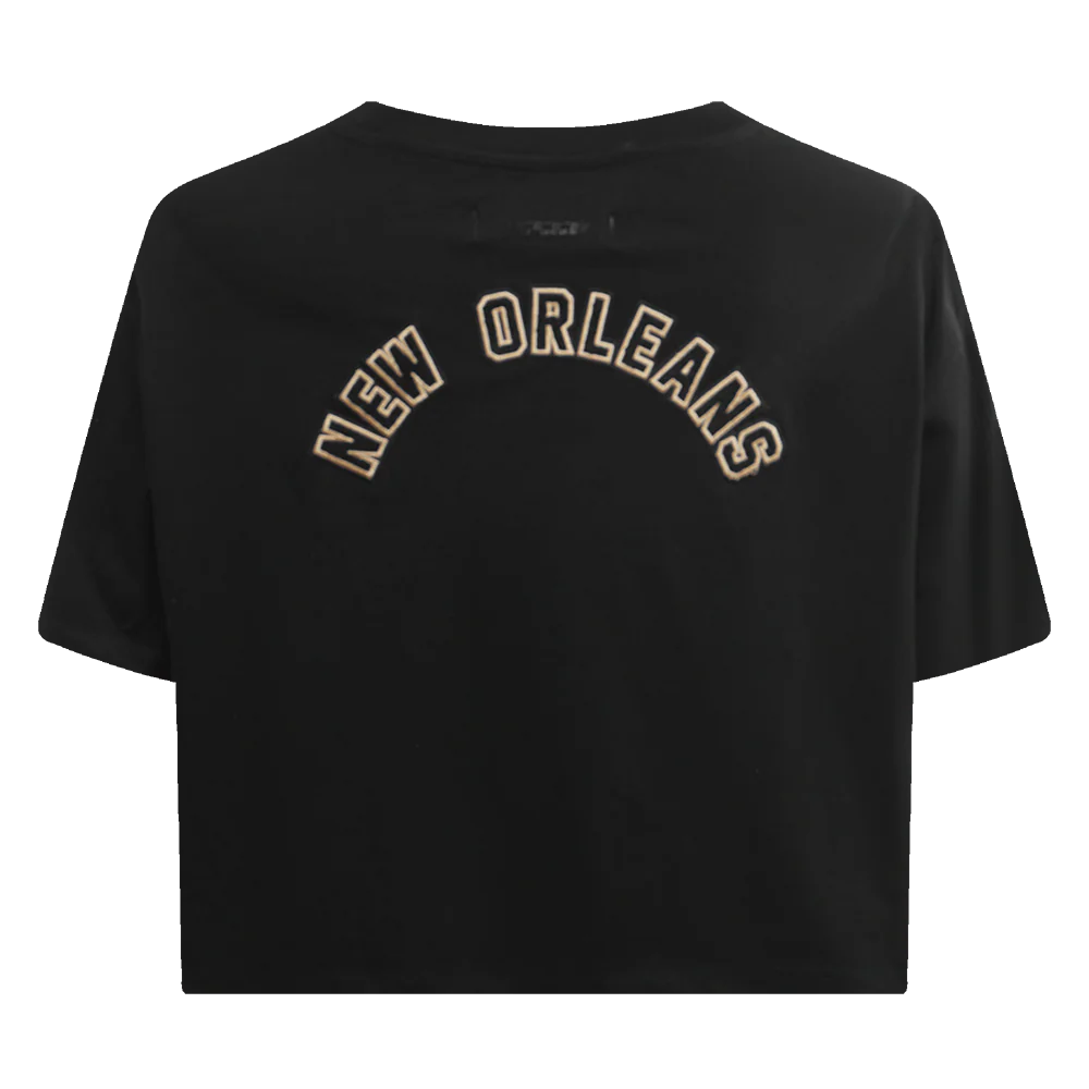 NFL NEW ORLEANS SAINTS CLASSIC WOMEN'S SINGLE JERSEY BOXY TEE (BLACK) - Image 4