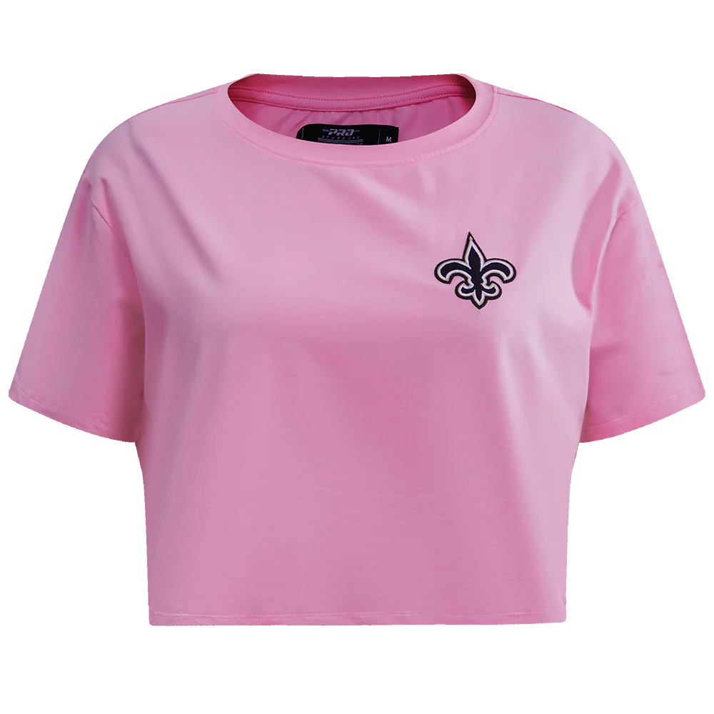 NFL NEW ORLEANS SAINTS CLASSIC SINGLE JERSEY BOXY TEE (PINK)