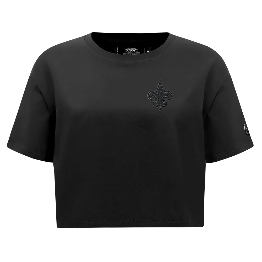 NFL NEW ORLEANS SAINTS TRIPLE BLACK WOMEN'S SINGLE JERSEY BOXY TEE (TRIPLE BLACK)
