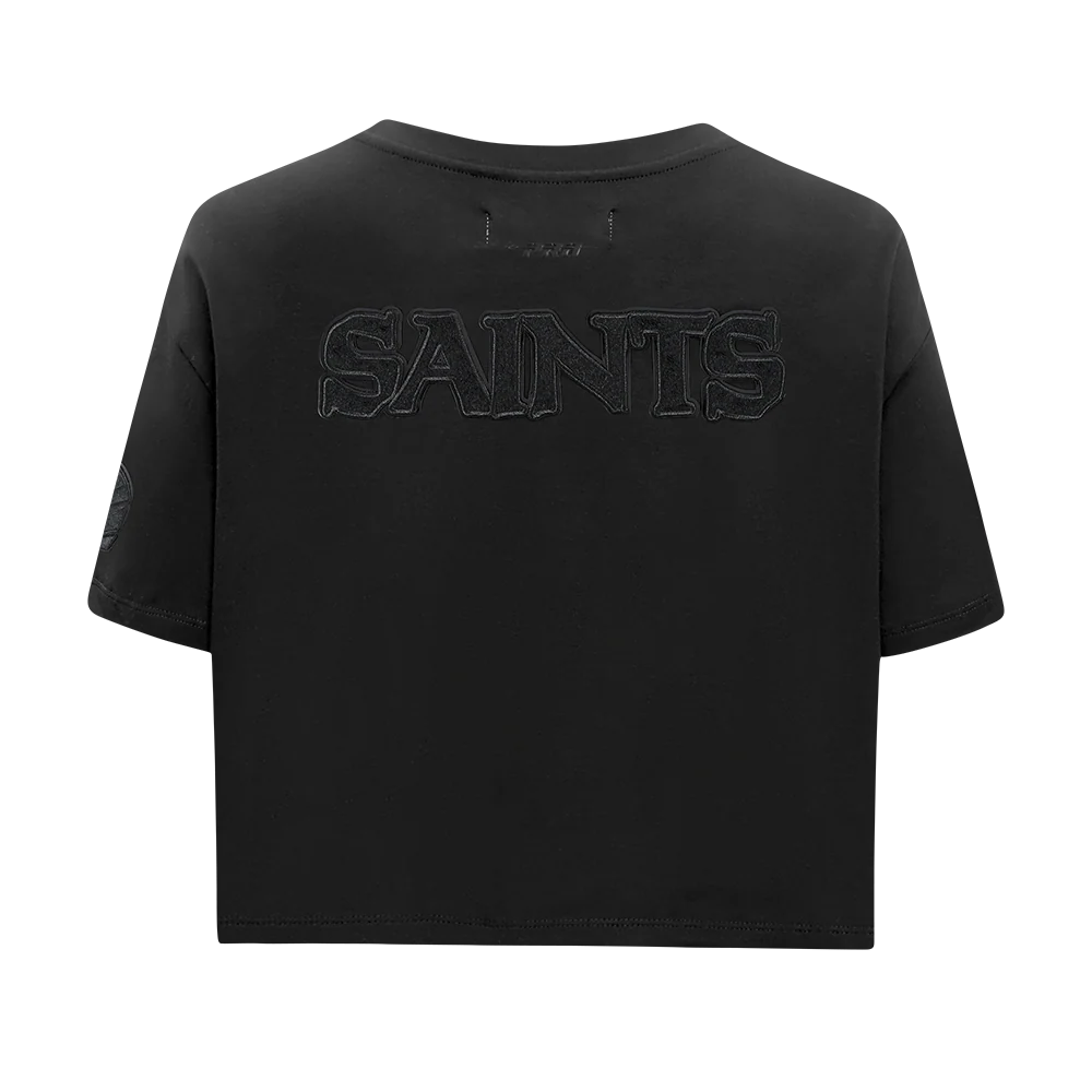 NFL NEW ORLEANS SAINTS TRIPLE BLACK WOMEN'S SINGLE JERSEY BOXY TEE (TRIPLE BLACK) - Image 3