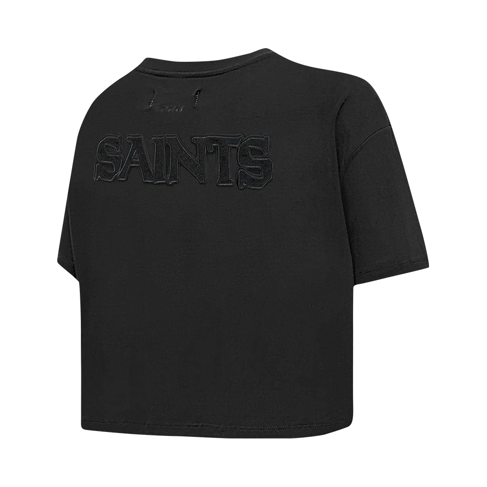 NFL NEW ORLEANS SAINTS TRIPLE BLACK WOMEN'S SINGLE JERSEY BOXY TEE (TRIPLE BLACK) - Image 4