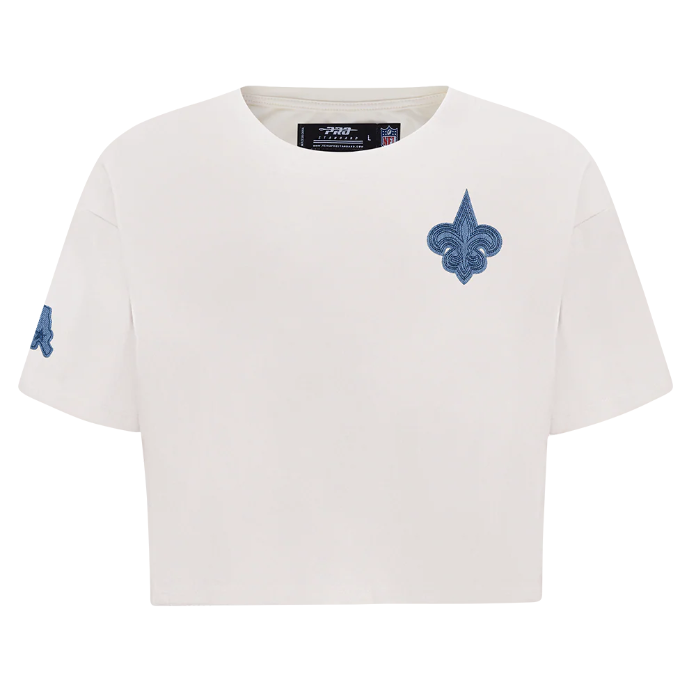 NFL NEW ORLEANS SAINTS VARSITY BLUES WOMEN'S  SJ BOXY TEE (LINEN) - Image 3