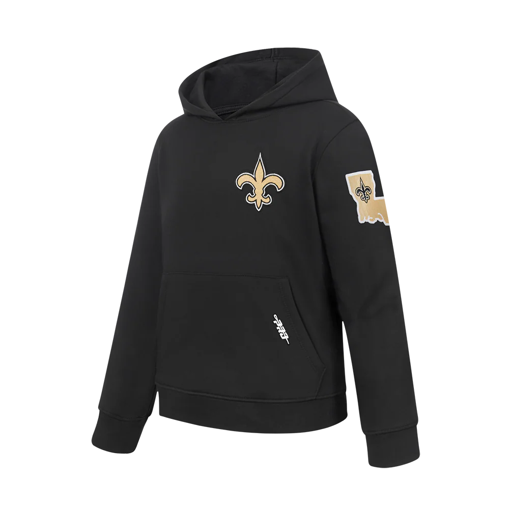 NFL NEW ORLEANS SAINTS CLASSIC BIG BOYS FLEECE PULLOVER HOODIE (BLACK)