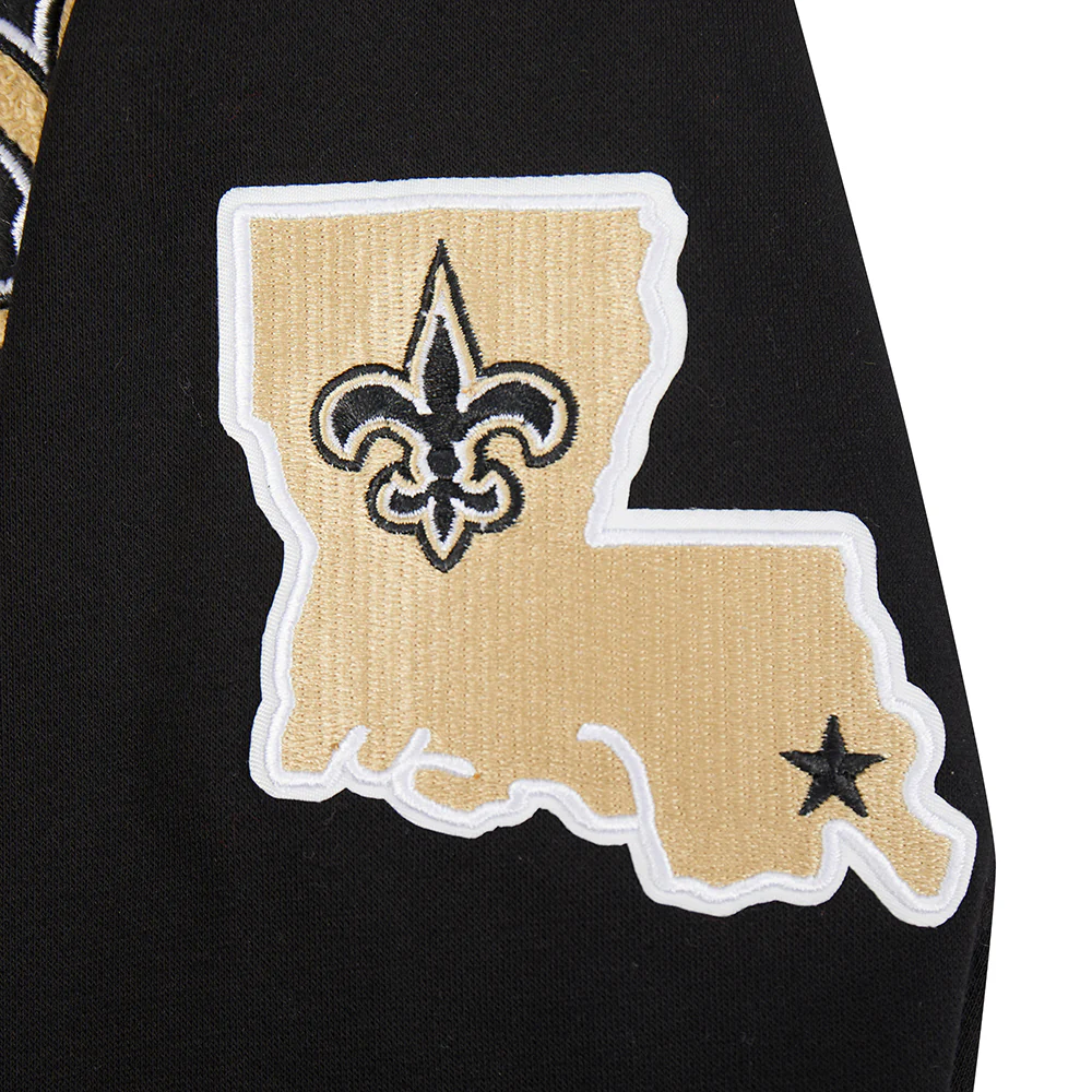 NFL NEW ORLEANS SAINTS CLASSIC BIG BOYS FLEECE PULLOVER HOODIE (BLACK) - Image 3