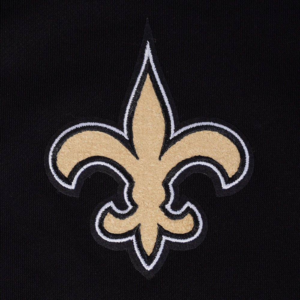 NFL NEW ORLEANS SAINTS MASHUP WOMEN'S RIB CROPPED PO HOODIE (BLACK) - Image 13