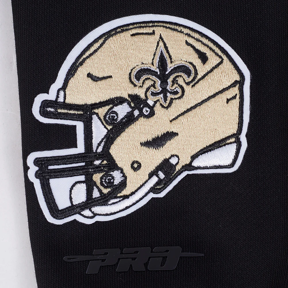 NFL NEW ORLEANS SAINTS MASHUP WOMEN'S RIB CROPPED PO HOODIE (BLACK) - Image 14