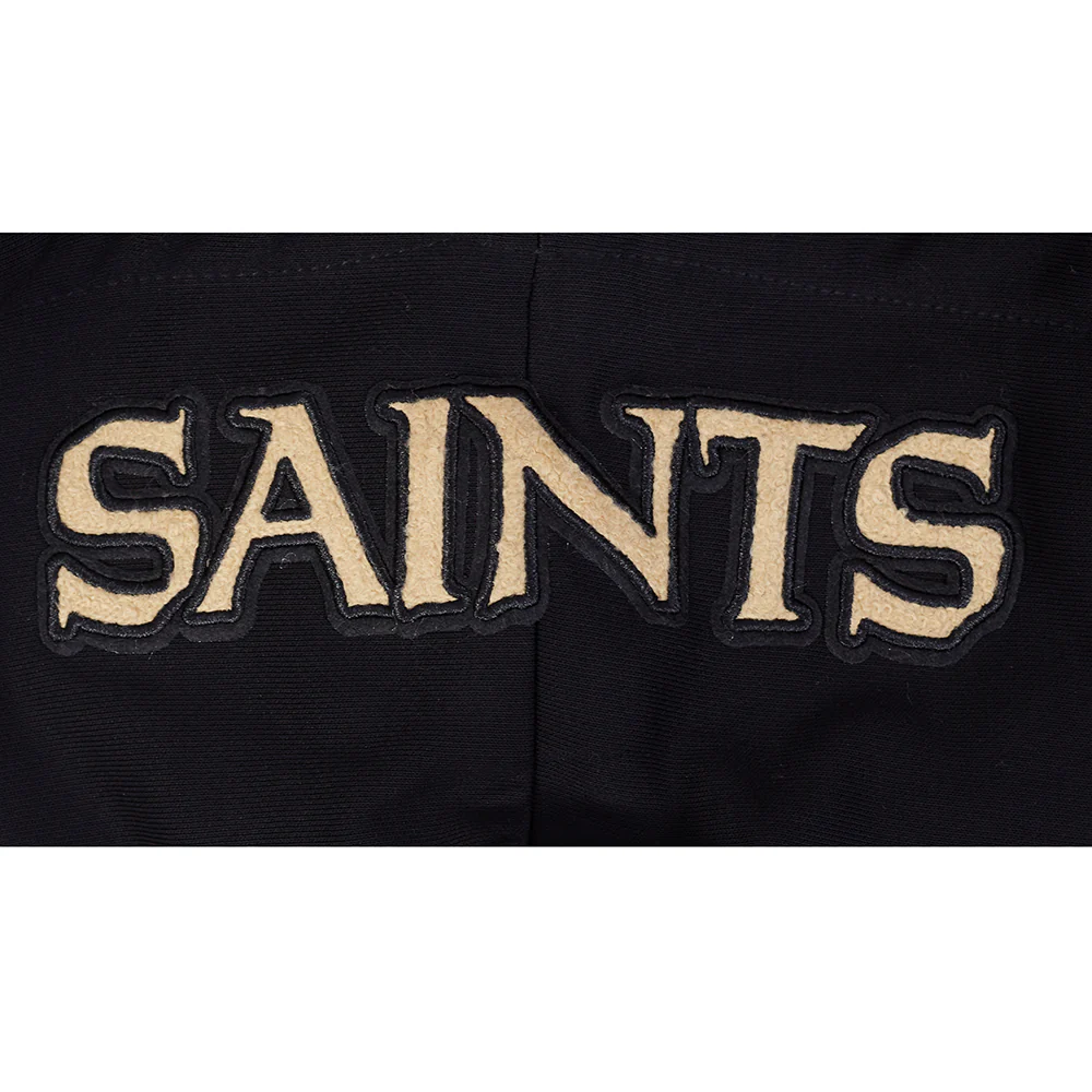 NFL NEW ORLEANS SAINTS MASHUP WOMEN'S RIB CROPPED PO HOODIE (BLACK) - Image 5