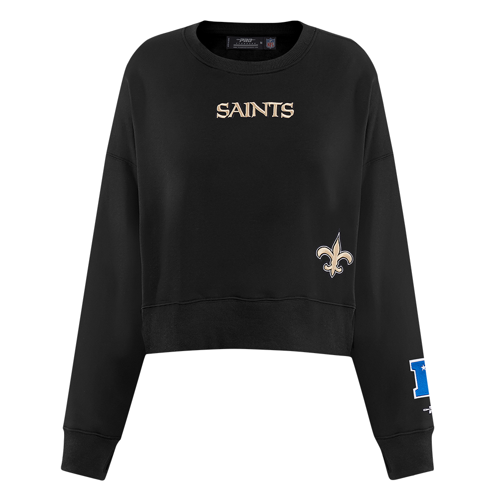 NFL NEW ORLEANS SAINTS WINGSPAN WOMEN'S FLC CREWNECK (BLACK) - Image 3