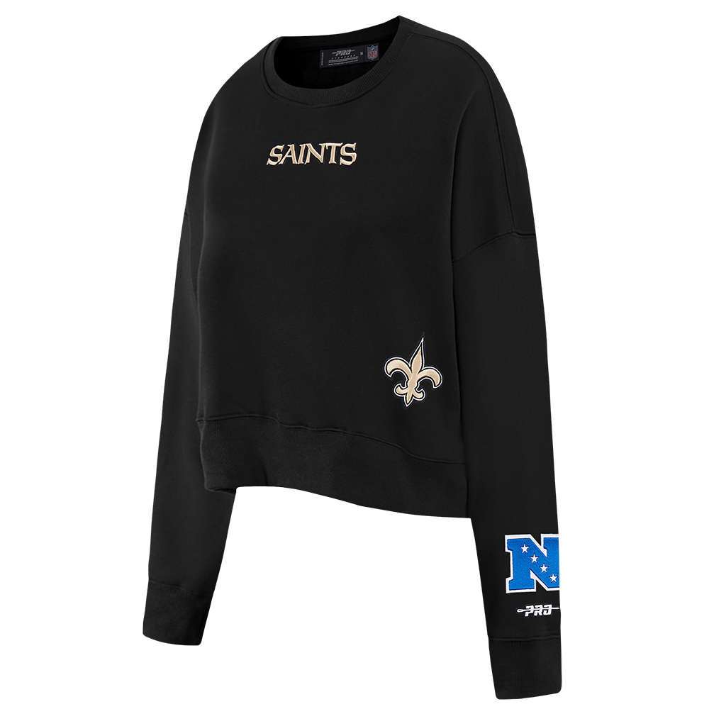 NFL NEW ORLEANS SAINTS WINGSPAN WOMEN'S FLC CREWNECK (BLACK) - Image 4