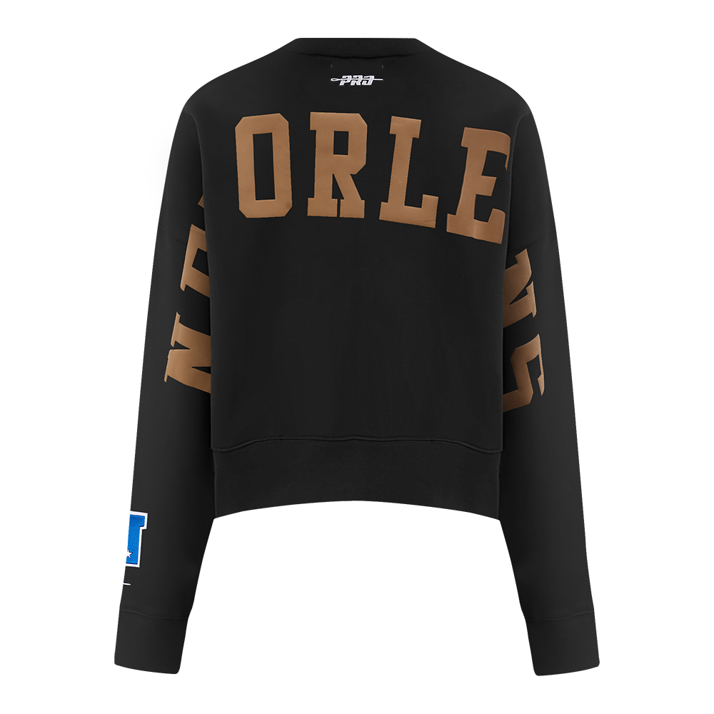 NFL NEW ORLEANS SAINTS WINGSPAN WOMEN'S FLC CREWNECK (BLACK) - Image 5