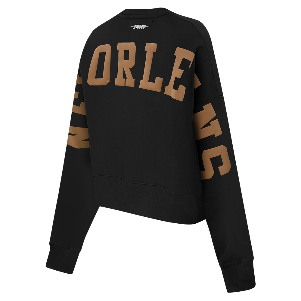 NFL NEW ORLEANS SAINTS WINGSPAN WOMEN'S FLC CREWNECK (BLACK) - Image 6