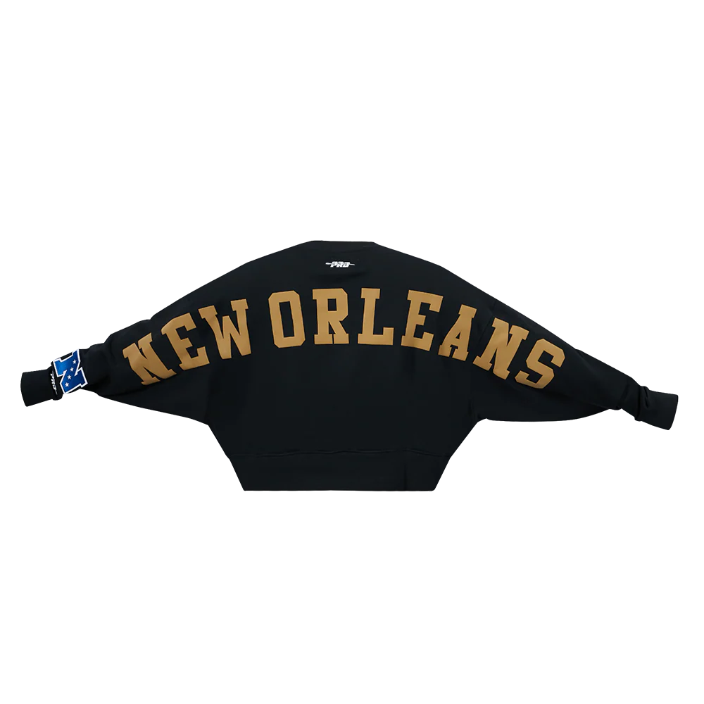 NFL NEW ORLEANS SAINTS WINGSPAN WOMEN'S FLC CREWNECK (BLACK) - Image 7