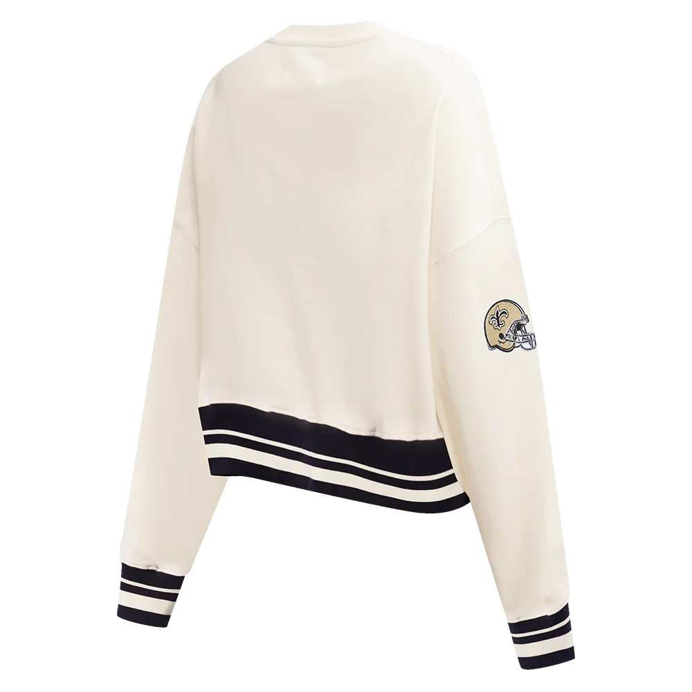 NFL NEW ORLEANS SAINTS RETRO CLASSIC WOMEN'S CREWNECK (EGGSHELL/BLACK) - Image 4