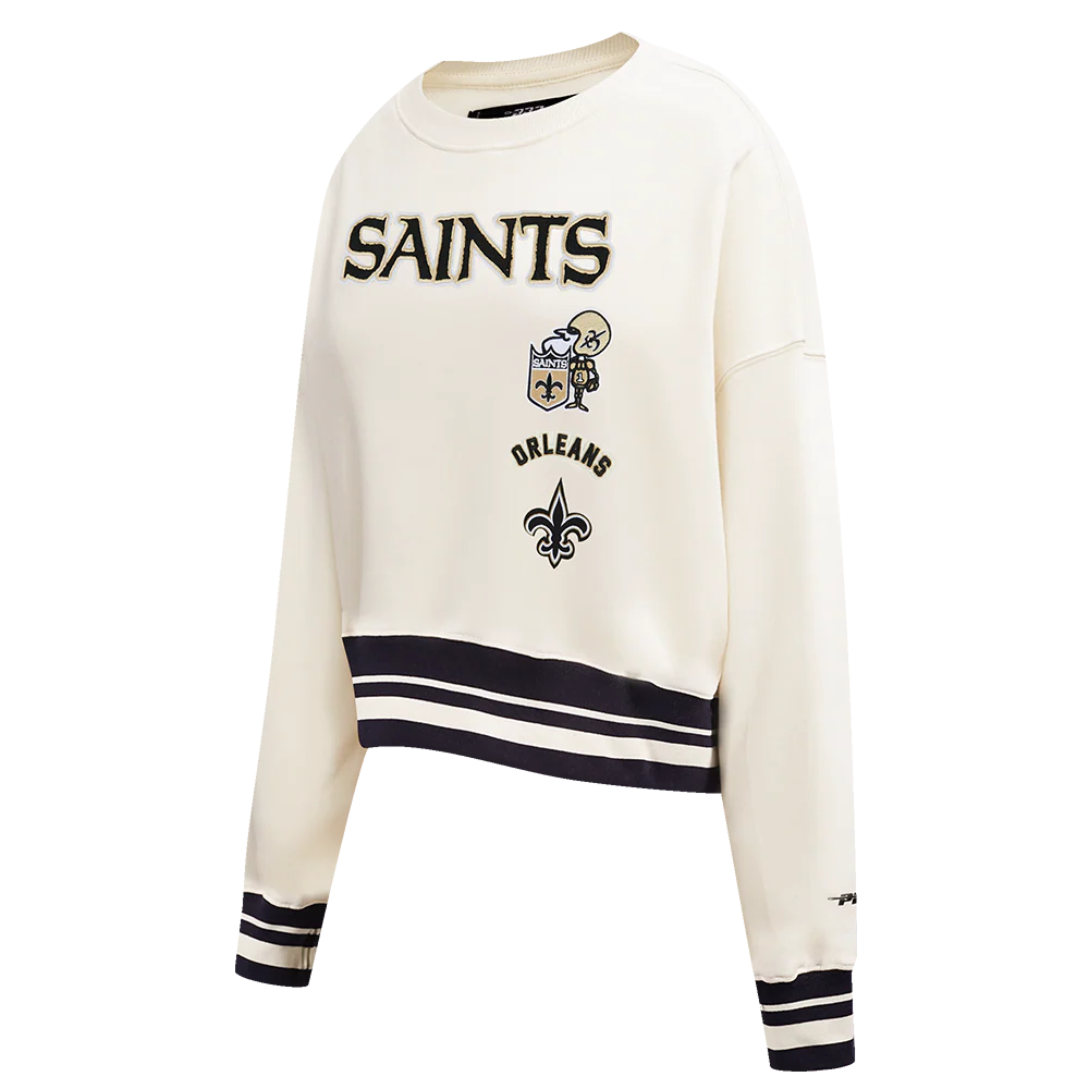 NFL NEW ORLEANS SAINTS RETRO CLASSIC WOMEN'S CREWNECK (EGGSHELL/BLACK) - Image 9
