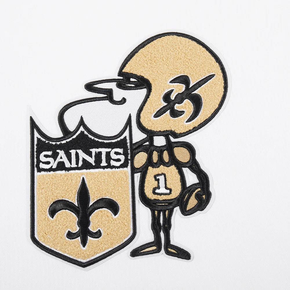 NFL NEW ORLEANS SAINTS RETRO CLASSIC WOMEN'S CROPPED PULLOVER HOODIE (WHITE/BLACK) - Image 5