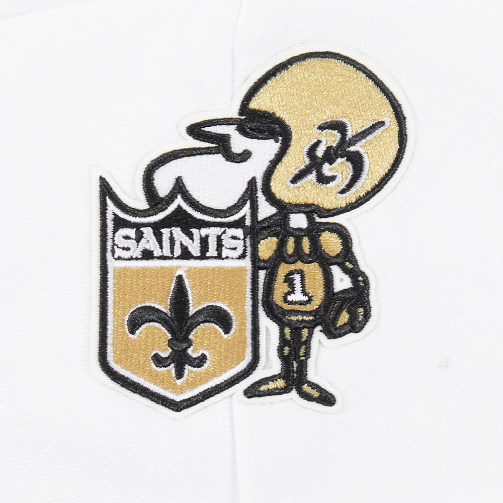 NFL NEW ORLEANS SAINTS RETRO CLASSIC WOMEN'S CROPPED PULLOVER HOODIE (WHITE/BLACK) - Image 7