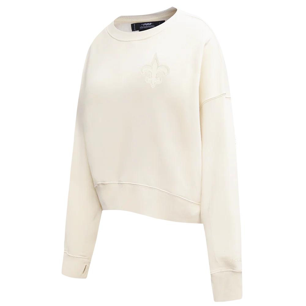 NFL NEW ORLEANS SAINTS NEUTRAL WOMEN'S FLEECE CREWNECK (EGGSHELL) - Image 2