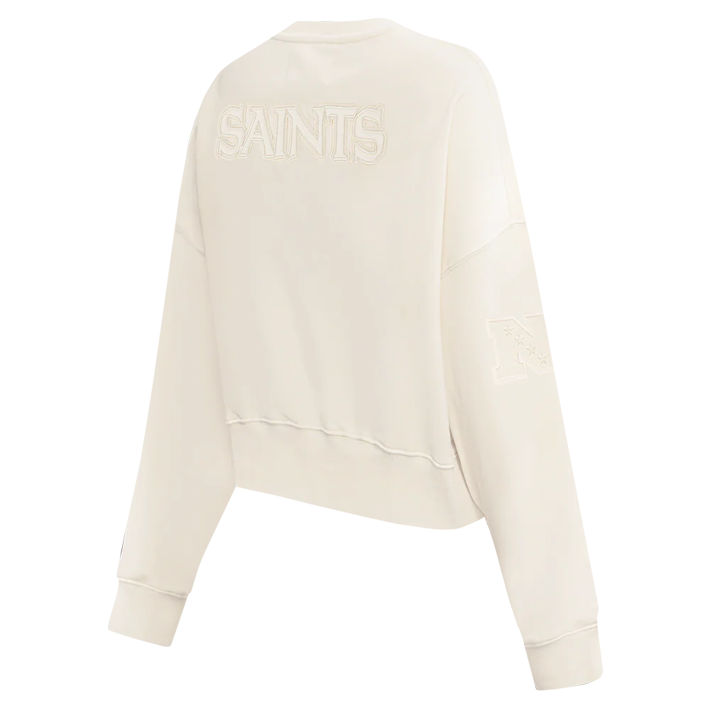 NFL NEW ORLEANS SAINTS NEUTRAL WOMEN'S FLEECE CREWNECK (EGGSHELL) - Image 4