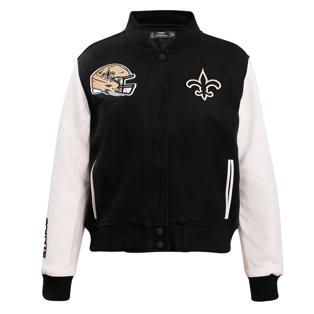 NFL NEW ORLEANS SAINTS CLASSIC WOMEN'S WOOL VARSITY JACKET (BLACK)