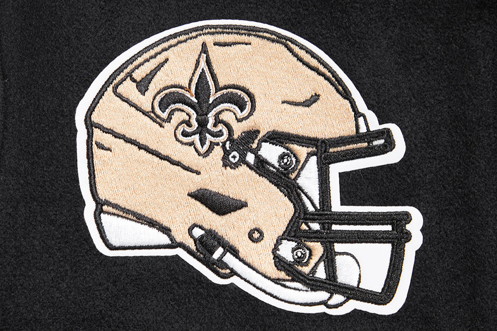 NFL NEW ORLEANS SAINTS CLASSIC WOMEN'S WOOL VARSITY JACKET (BLACK) - Image 6