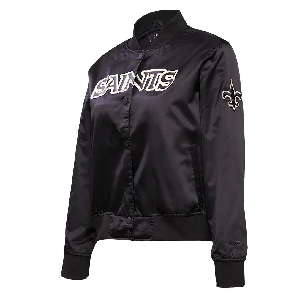NFL NEW ORLEANS SAINTS CLASSIC WOMEN'S SATIN JACKET (BLACK/WHITE) - Image 10