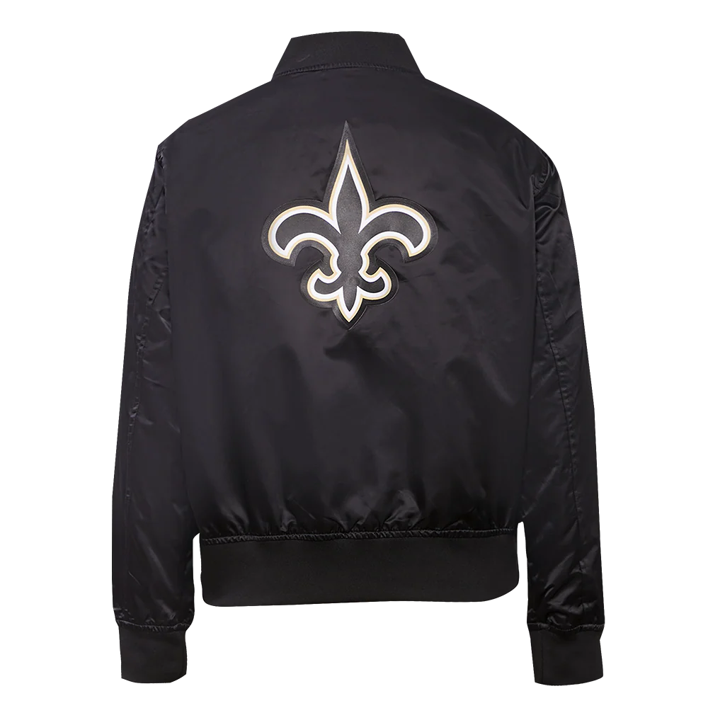 NFL NEW ORLEANS SAINTS CLASSIC WOMEN'S SATIN JACKET (BLACK/WHITE) - Image 11