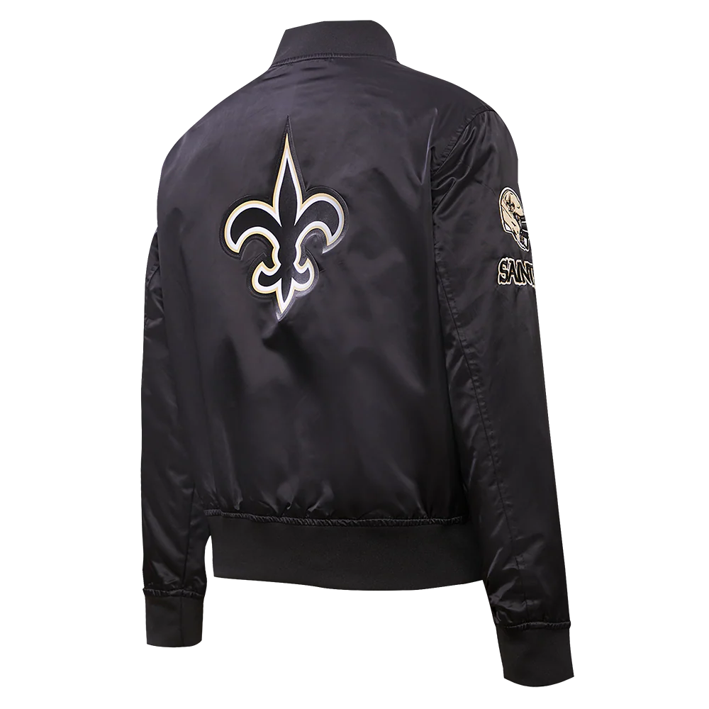 NFL NEW ORLEANS SAINTS CLASSIC WOMEN'S SATIN JACKET (BLACK/WHITE) - Image 12