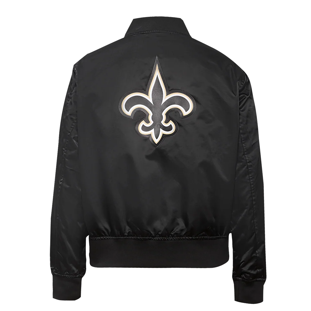 NFL NEW ORLEANS SAINTS CLASSIC WOMEN'S SATIN JACKET (BLACK/WHITE) - Image 3