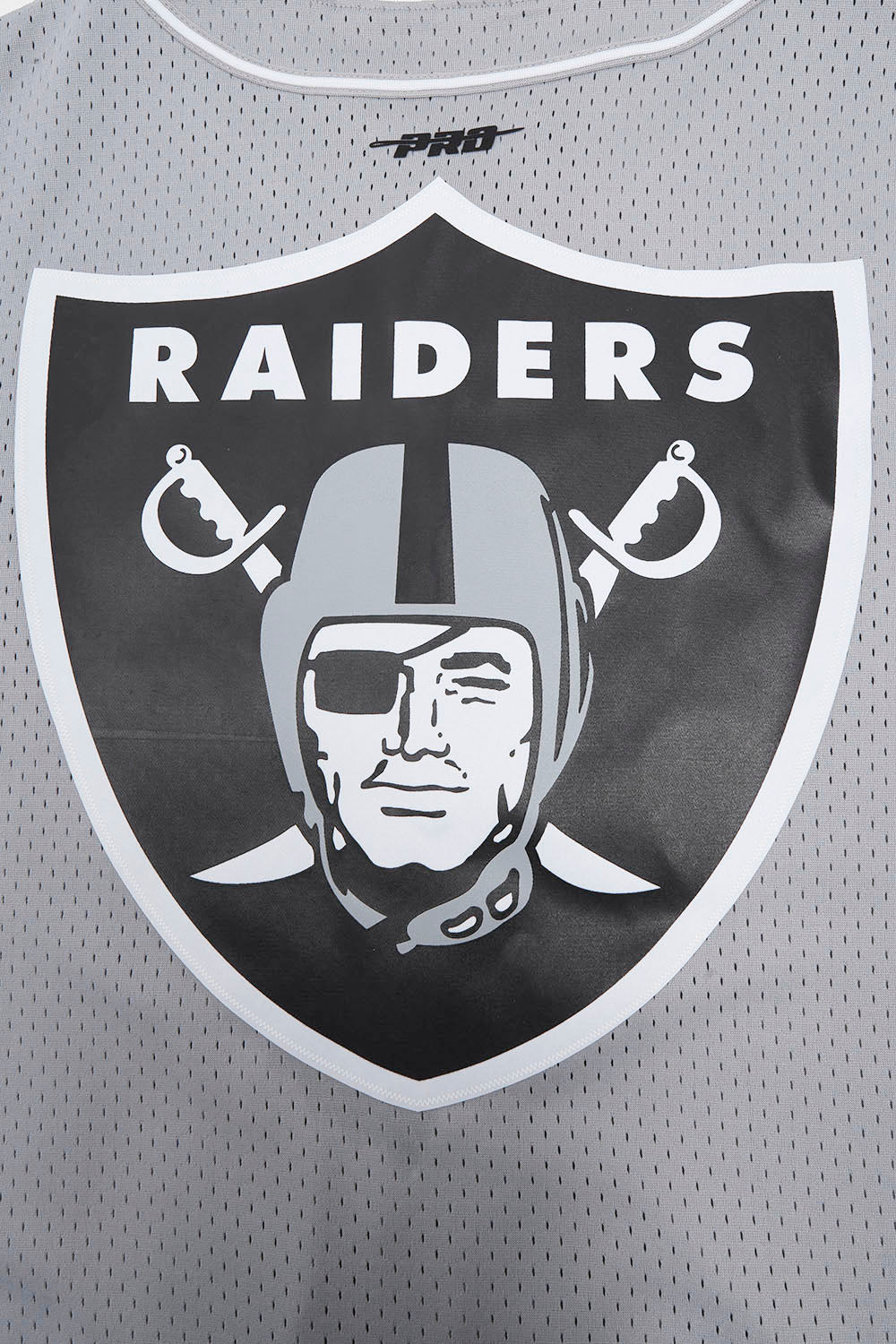 NFL LAS VEGAS RAIDERS SCRIPT TAIL MEN'S MESH BUTTON DOWN SHIRT (GRAY) - Image 8