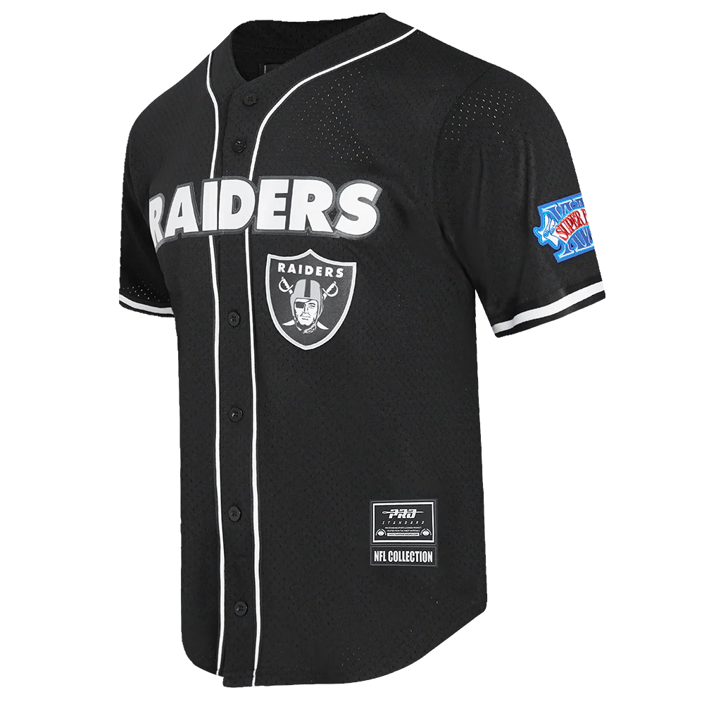 NFL LAS VEGAS RAIDERS LOGO CLASSIC MESH BUTTON DOWN SHIRT (BLACK) - Image 2