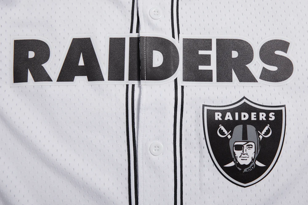 NFL LAS VEGAS RAIDERS LOGO CLASSIC MESH MEN'S BUTTON DOWN SHIRT (WHITE / BLACK / WHTE) - Image 5