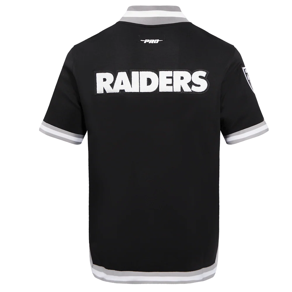 NFL LAS VEGAS RAIDERS CLASSIC MEN'S WARM UP JACKET (BLACK/GRAY) - Image 3
