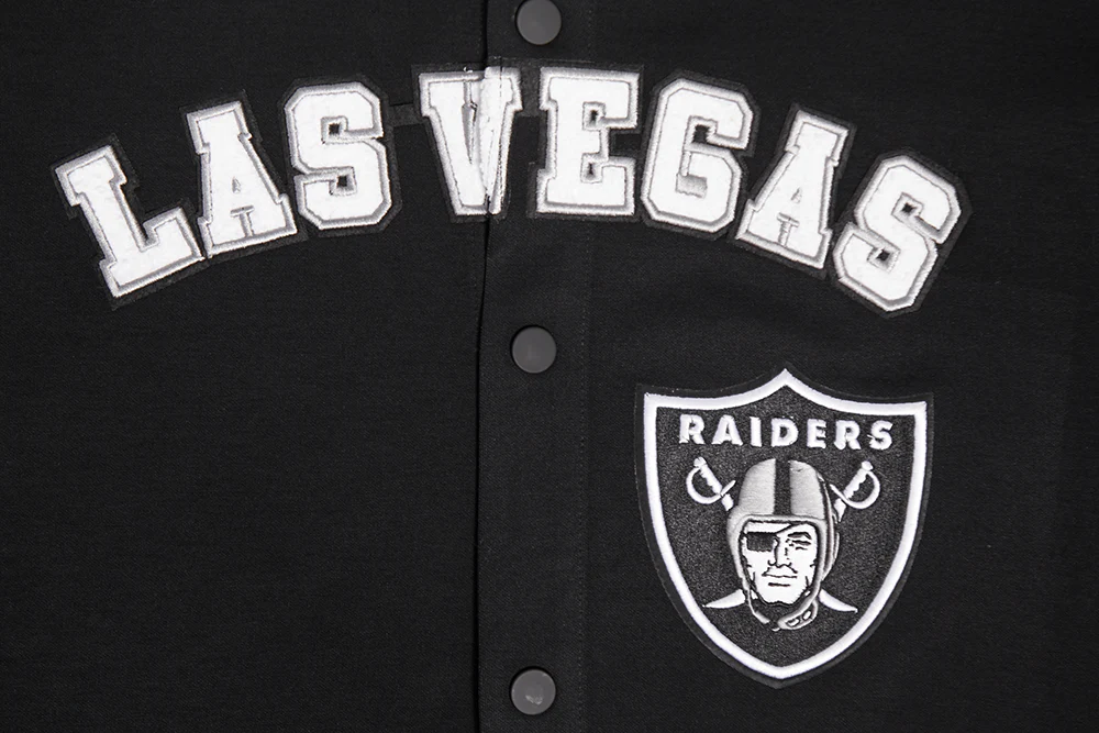 NFL LAS VEGAS RAIDERS CLASSIC MEN'S WARM UP JACKET (BLACK/GRAY) - Image 5