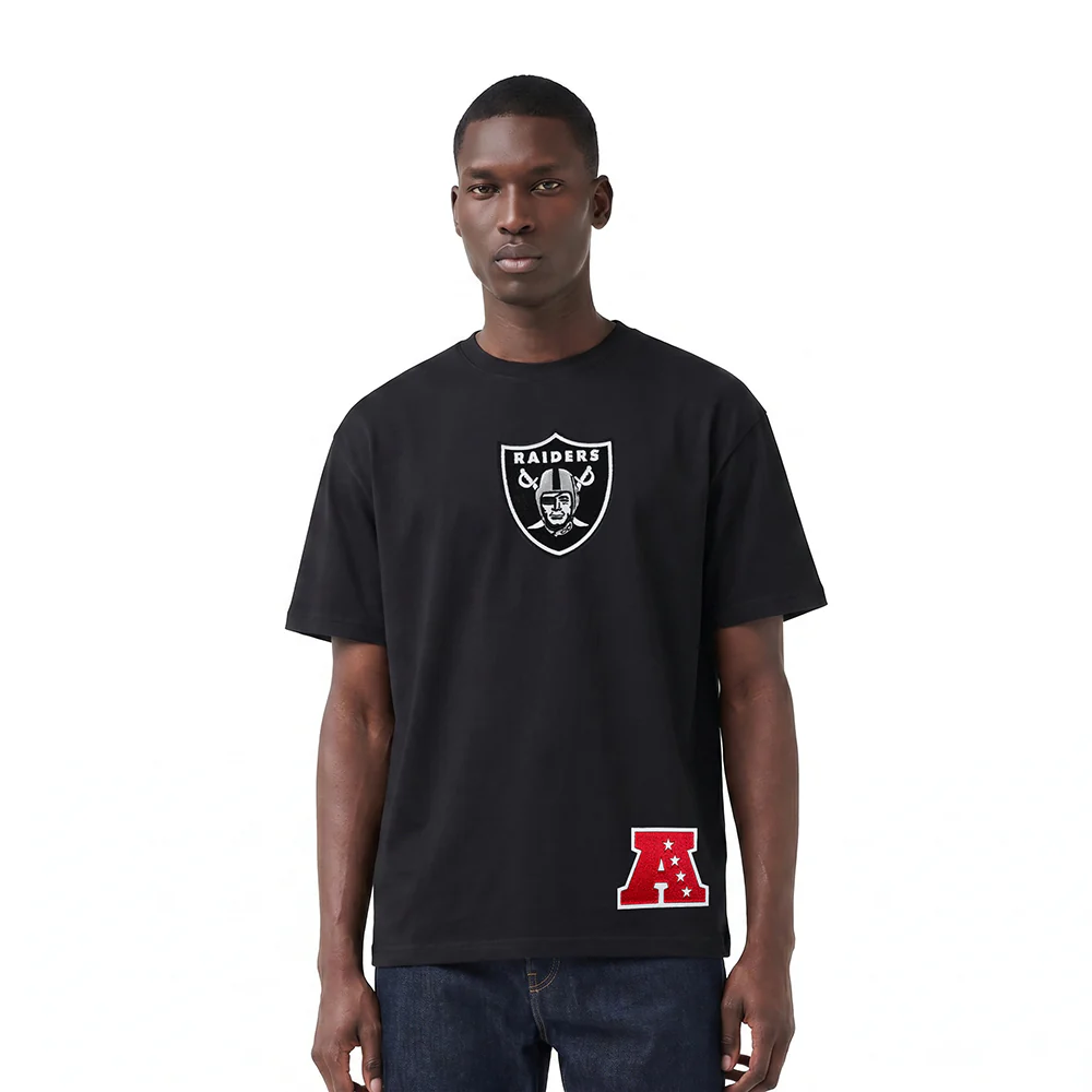 NFL LAS VEGAS RAIDERS WINGSPAN MEN'S COTTON JERSEY DROP SHOULDER TEE (BLACK) - Image 2