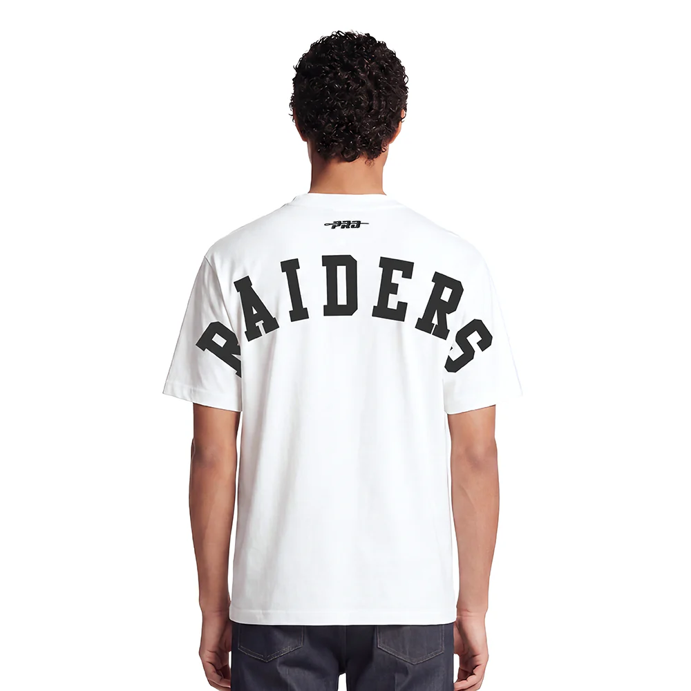 NFL LAS VEGAS RAIDERS WINGSPAN MEN'S COTTON JERSEY DROP SHOULDER TEE (WHITE)