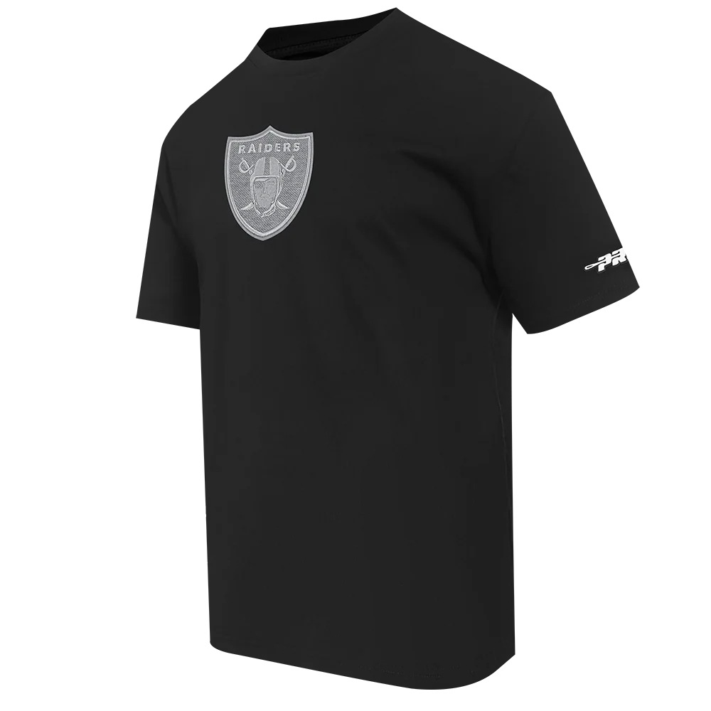 NFL LAS VEGAS RAIDERS REVERSE FRENCH TERRY MEN'S COTTON JERSEY DROP SHOULDER TEE (BLACK) - Image 2