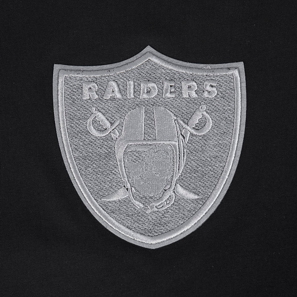 NFL LAS VEGAS RAIDERS REVERSE FRENCH TERRY MEN'S COTTON JERSEY DROP SHOULDER TEE (BLACK) - Image 5