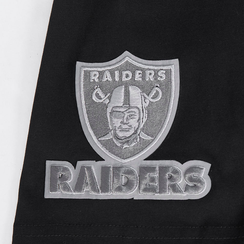 NFL LAS VEGAS RAIDERS REVERSE FRENCH TERRY MEN'S COTTON JERSEY DROP SHOULDER TEE (BLACK) - Image 6