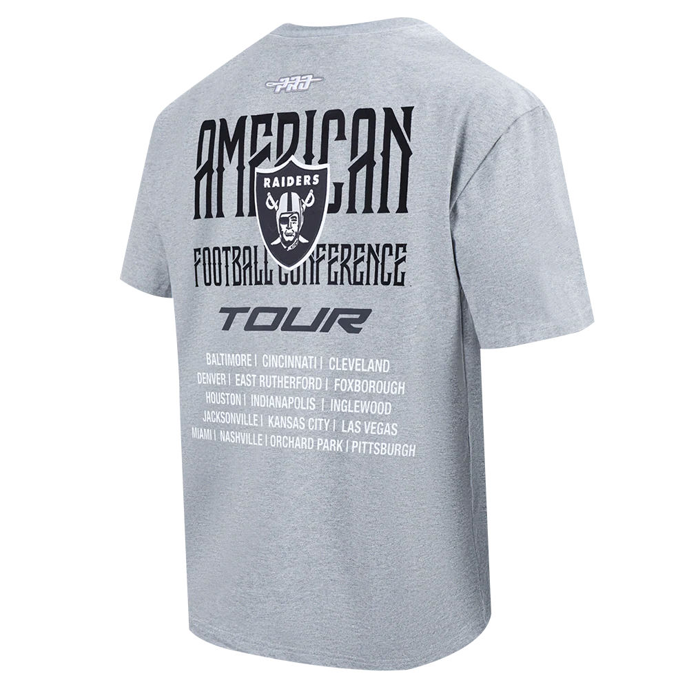 NFL LAS VEGAS RAIDERS CITY TOUR 2.0 MEN'S COTTON JERSEY DROP SHOULDER TEE (DARK HEATHER GRAY) - Image 4
