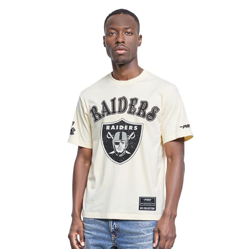NFL LAS VEGAS RAIDERS REBEL ATHLETICS STACKED LOGO MEN'S SJ TEE (EGGSHELL) - Image 10