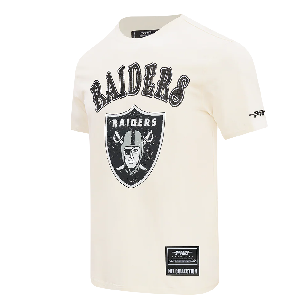 NFL LAS VEGAS RAIDERS REBEL ATHLETICS STACKED LOGO MEN'S SJ TEE (EGGSHELL) - Image 4