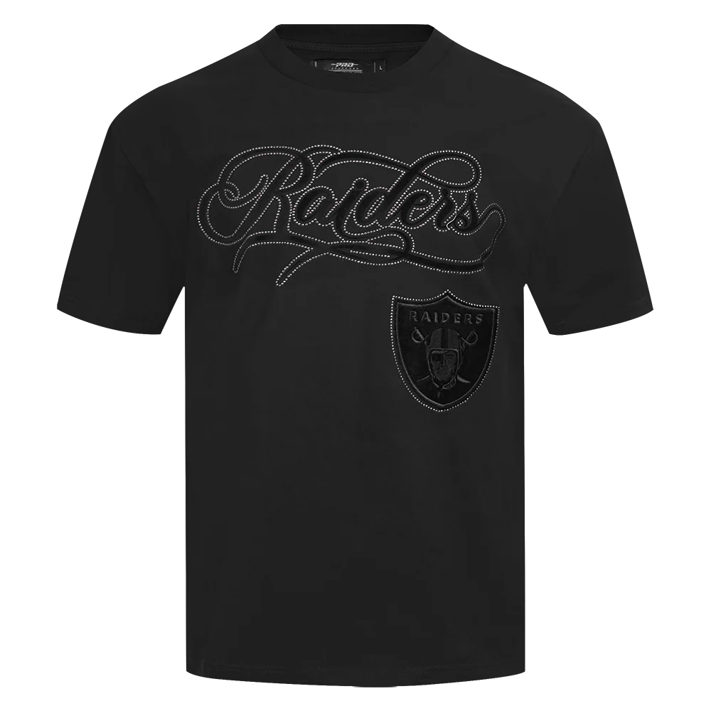 NFL LAS VEGAS RAIDERS BLACKOUT MEN'S CJ DROP SHOULDER TEE (BLACK) - Image 3
