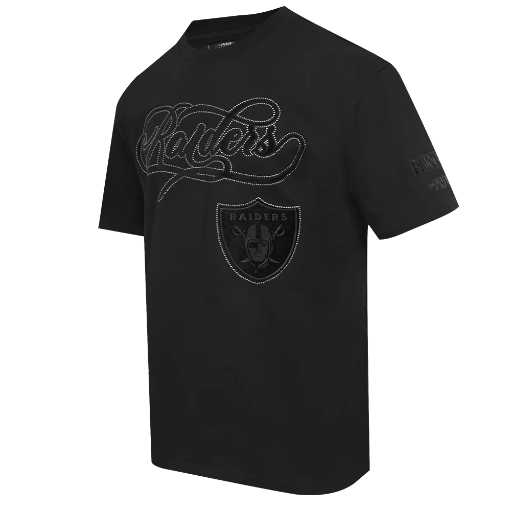 NFL LAS VEGAS RAIDERS BLACKOUT MEN'S CJ DROP SHOULDER TEE (BLACK) - Image 4