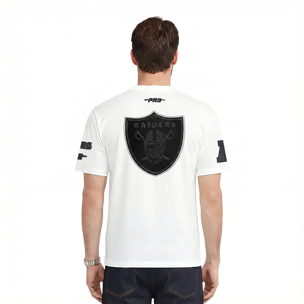 NFL LAS VEGAS RAIDERS BLACKOUT MEN'S CJ DROP SHOULDER TEE (White) - Image 2