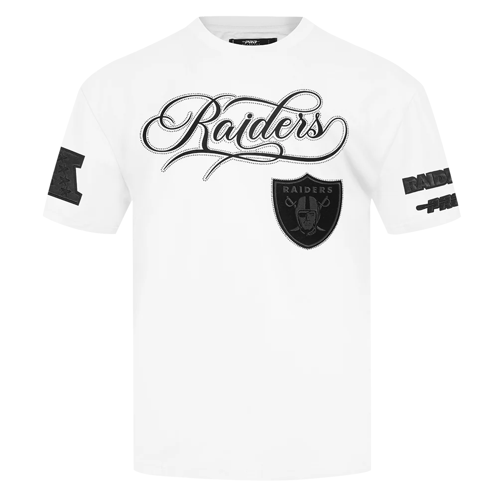 NFL LAS VEGAS RAIDERS BLACKOUT MEN'S CJ DROP SHOULDER TEE (White) - Image 5