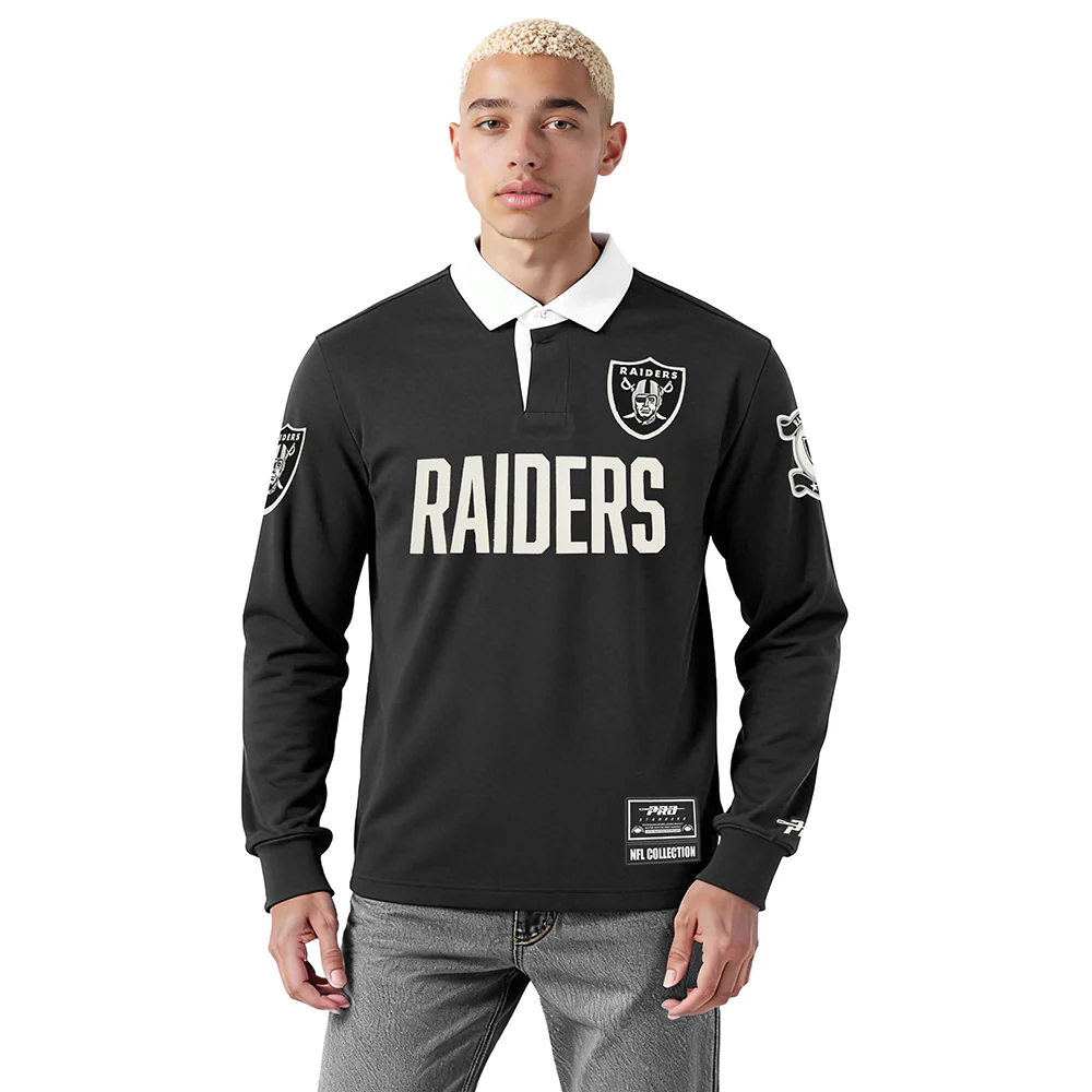 NFL LAS VEGAS RAIDERS MODERN ORIGINALS MEN'S LS RUGBY (BLACK)