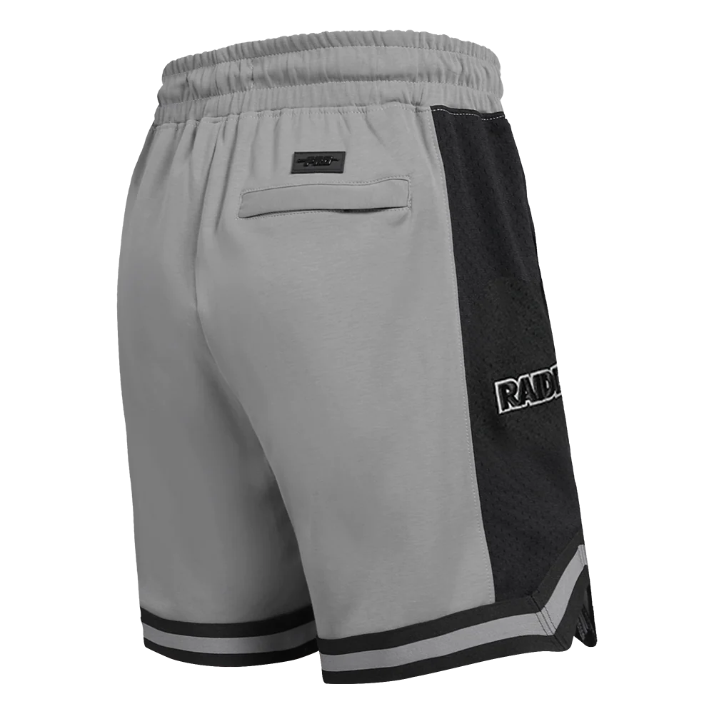 NFL LAS VEGAS RAIDERS SCRIPT TAIL MEN'S DOUBLE KNIT 2.0 SHORT (GRAY/BLACK) - Image 3