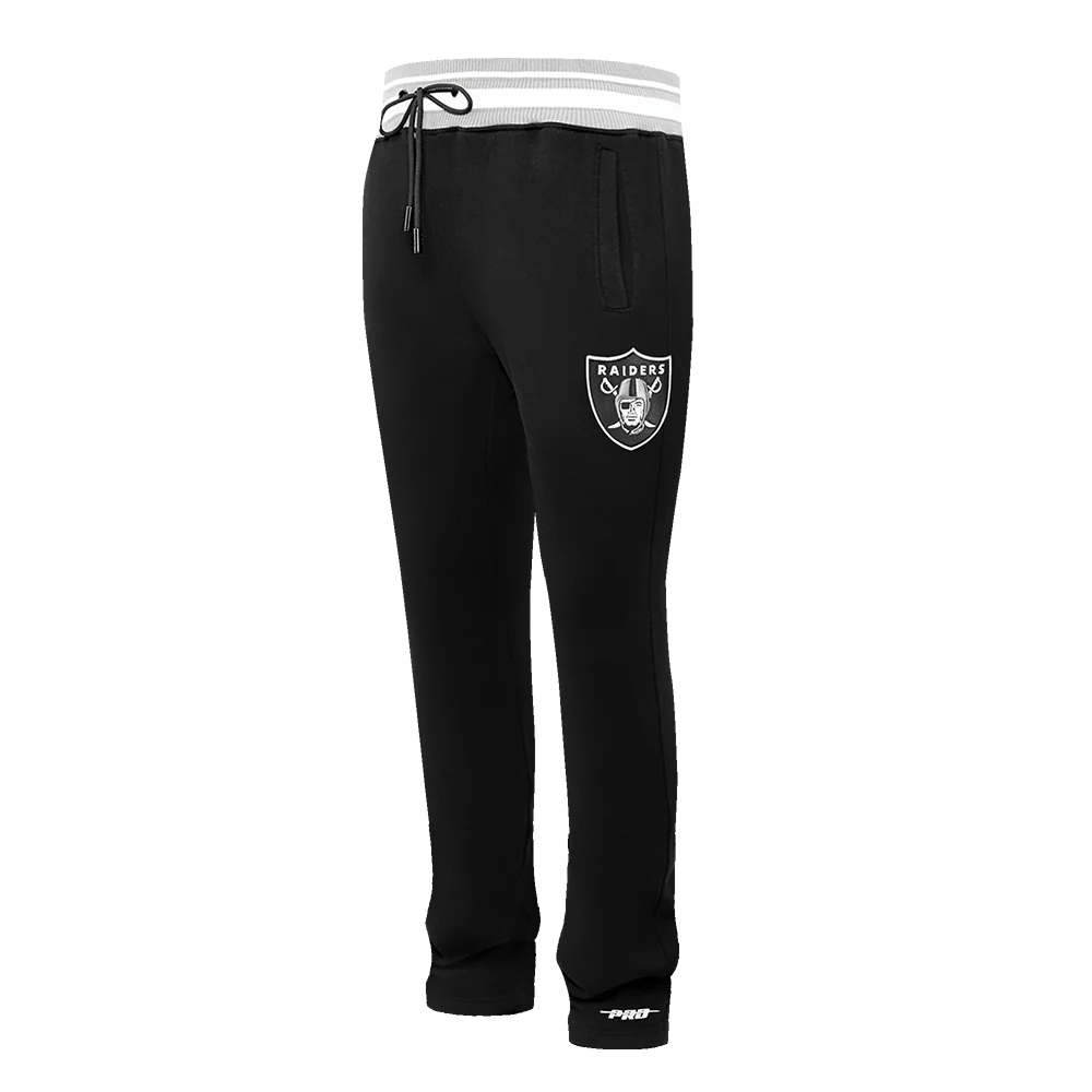 NFL LAS VEGAS RAIDERS SCRIPT TAIL MEN'S RIB FLEECE SWEATPANT (BLACK/GRAY)
